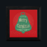 Christmas bell gift box<br><div class="desc">Christmas bell design with floral and stars decoration on red background</div>
