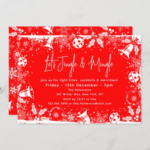 Christmas Bell Jingle and Mingle Fun Modern Winter Invitation