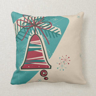 Christmas bell mid century modern throw pillow