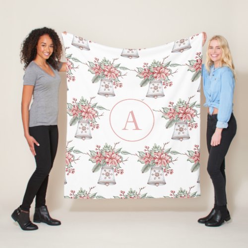 Christmas Bell Monogram Fleece Blanket