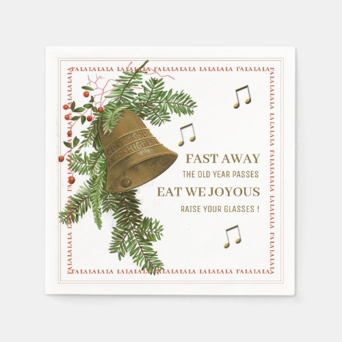Christmas Bell Music Napkin with Lyrics