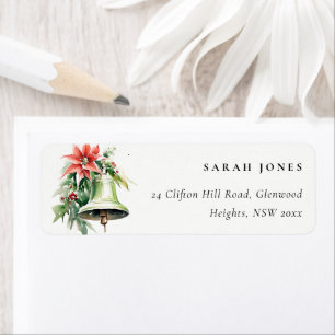 Christmas Bell Pine Poinsettia Foliage Address Label