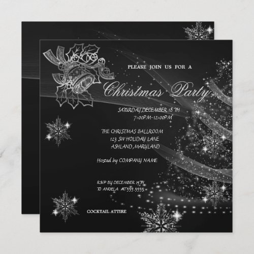 Christmas BellSnowflakesTree Company  Party Invitation