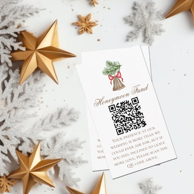 Christmas Bell Wedding Honeymoon Fund QR Code Enclosure Card (Creator Uploaded)