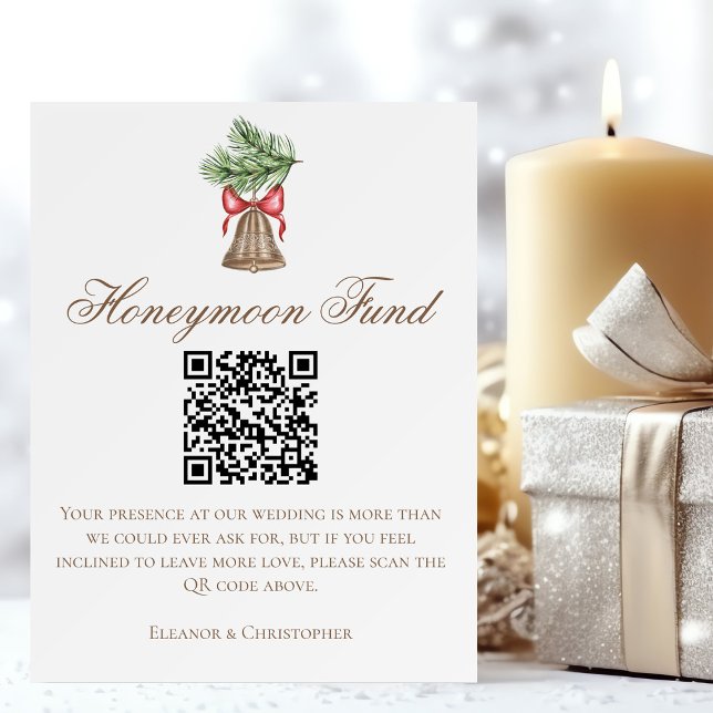 Christmas Bell Wedding Honeymoon Fund QR Code Foam Board (Creator Uploaded)