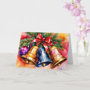 Christmas Bells, 3, watercolor artwork Card