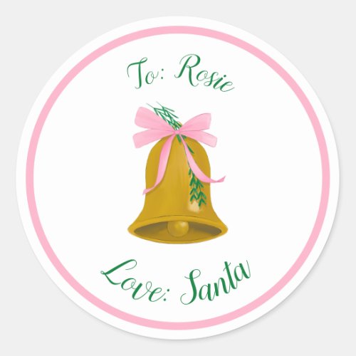 Christmas Bells and Bows Custom Gift Tag Sticker