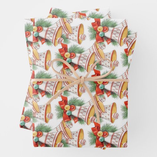Christmas Bells and Bows   Wrapping Paper Sheets