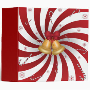christmas bells and candy canes binder