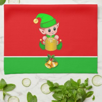 Christmas Bells and Cute Elf on Green and  Red Kit