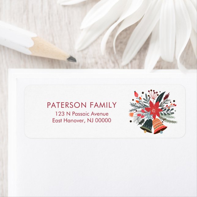 Christmas Bells and Flowers Label (Insitu)