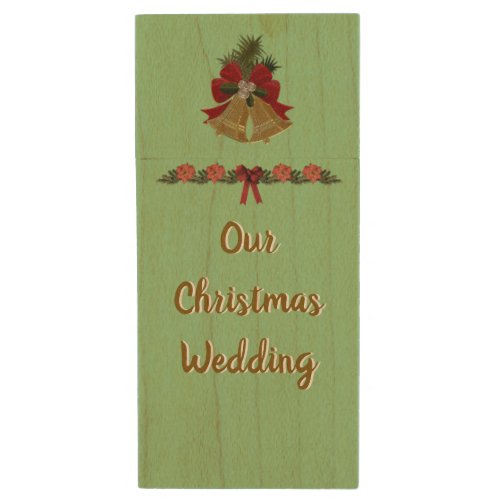 Christmas Bells and Garland Wedding Photos Flash D Wood Flash Drive