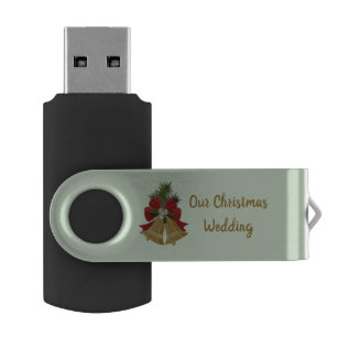 Christmas Bells and Garland Wedding Photos Flash Drive
