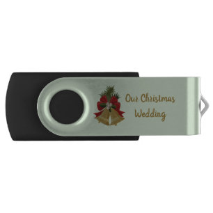 Christmas Bells and Garland Wedding Photos Flash Drive