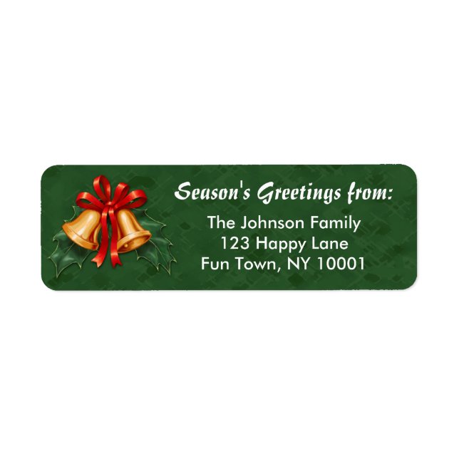 Christmas Bells and Holly Leaves Green Label (Front)