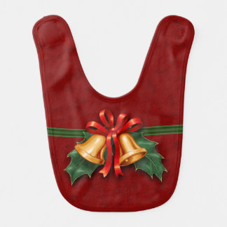 Christmas Bells and Holly Leaves Red Bib