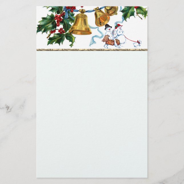 Christmas Bells And Holly Stationery (Front)