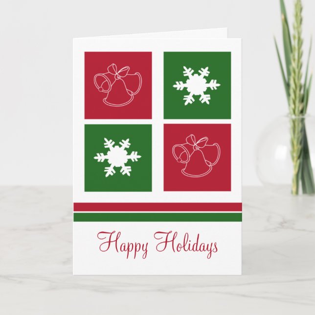 Christmas Bells and Snowflakes Greeting Card (Front)