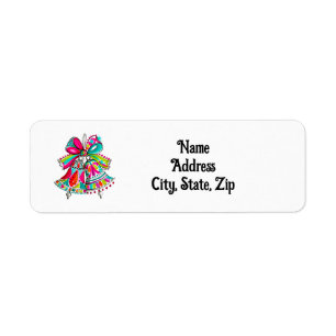 Christmas Bells Boho Cute Pink Holiday Address Label