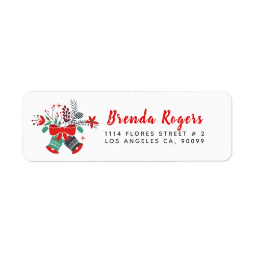 Christmas Bells Bouquet  Modern Typography Label