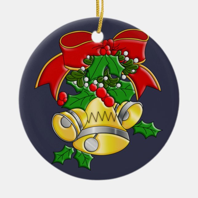 Christmas Bells Ceramic Ornament (Front)