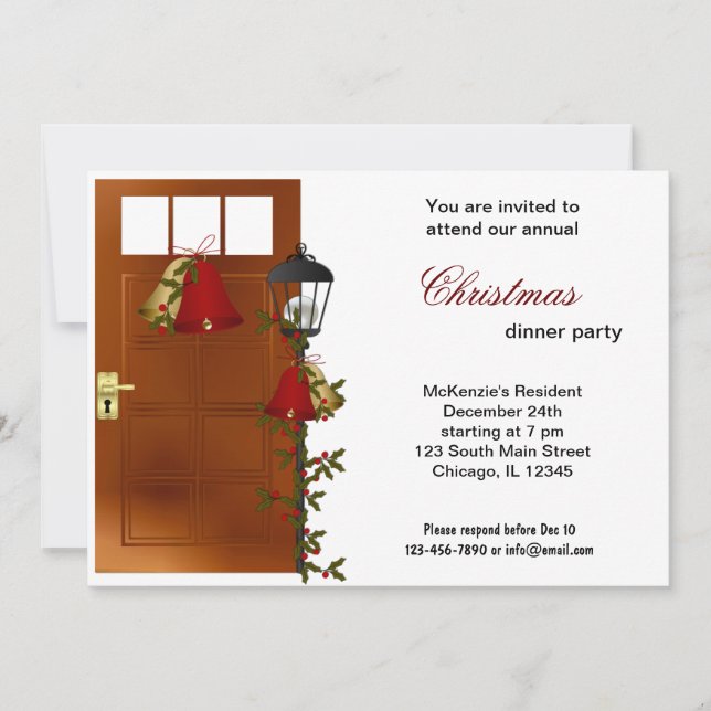 Christmas Bells dinner Invitation (Front)