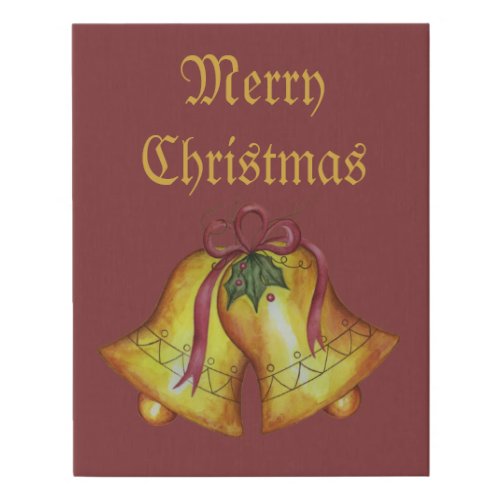 Christmas Bells Faux Canvas Decor Holiday Sign