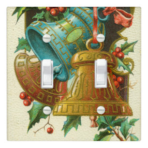Christmas Bells, Festive Vintage Greeting Card Light Switch Cover