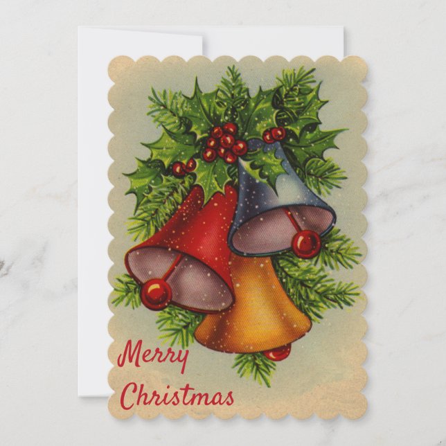 Christmas Bells Flat Holiday Photocard Card (Front)