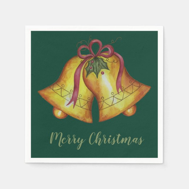 Christmas Bells Holiday Party Dinner Napkins (Front)