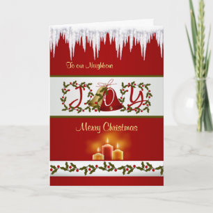 Christmas bells, holly and candles Neighbor Card