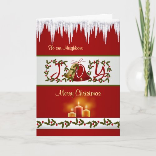 Christmas bells holly and candles Neighbor Card