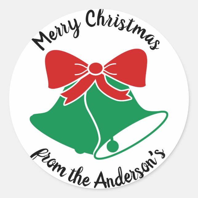 Christmas Bells Merry Christmas Holiday Classic Round Sticker (Front)