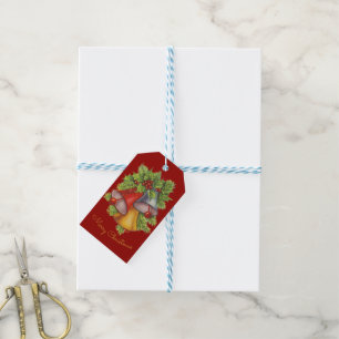 Christmas Bells on Gold Gift Tags