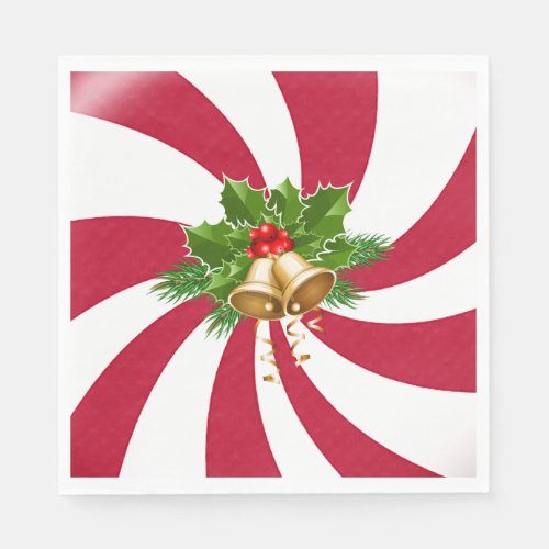 Christmas Bells on Peppermint Candy  Napkins