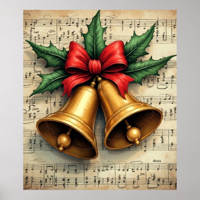 Christmas Bells on Sheet Music, Poster (Front)