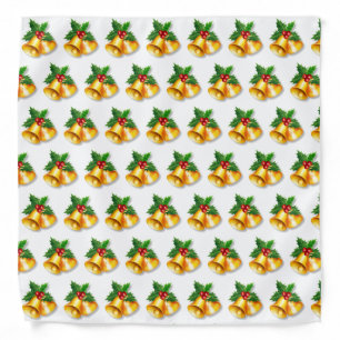 Christmas bells on white bandana
