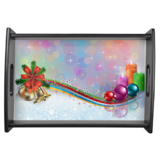 Christmas Bells, Ornaments and Candles Serving Tray