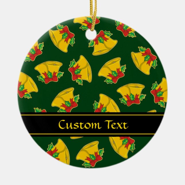 Christmas Bells Pattern Ceramic Ornament (Front)