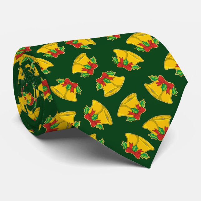 Christmas Bells Pattern Neck Tie (Rolled)