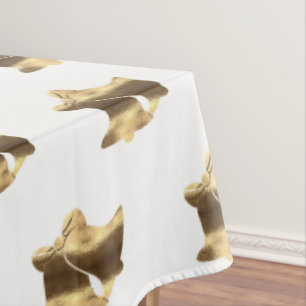 Christmas Bells Pattern White Gold Festive Elegant Tablecloth