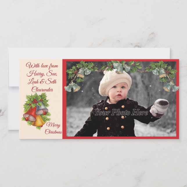 Christmas Bells Photocard Holiday Card (Front)
