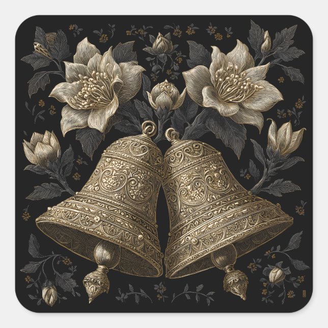 Christmas Bells Square Sticker (Front)