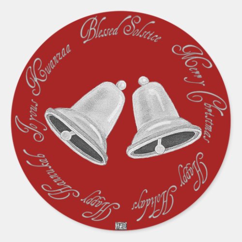 Christmas Bells Stickers Silver