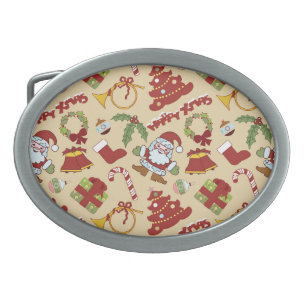 Christmas bells,tree and santa claus belt buckle