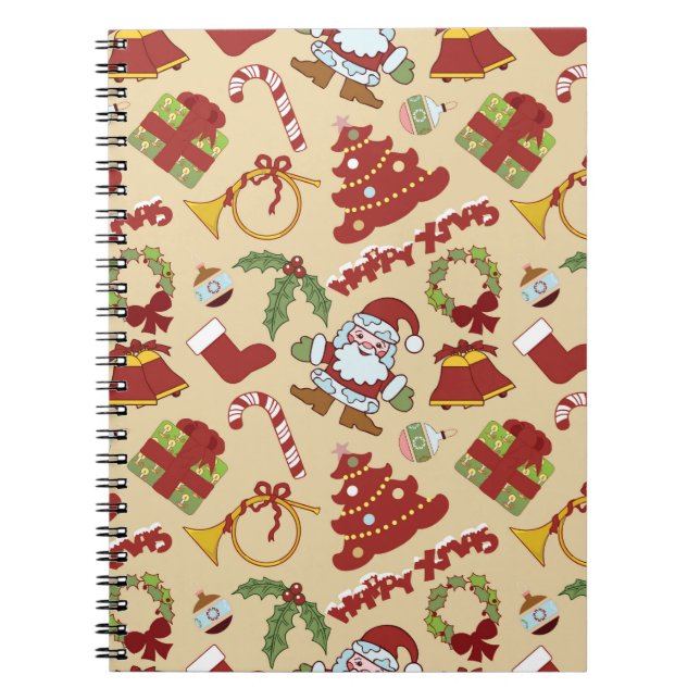 Christmas bells,tree and santa claus notebook (Front)