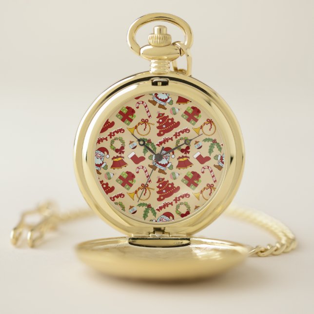 Christmas bells,tree and santa claus pocket watch (Inside)