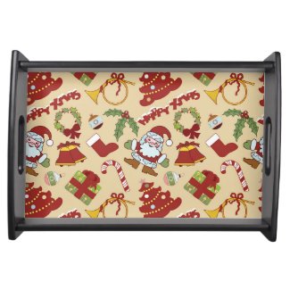 Christmas bells,tree and santa claus serving tray