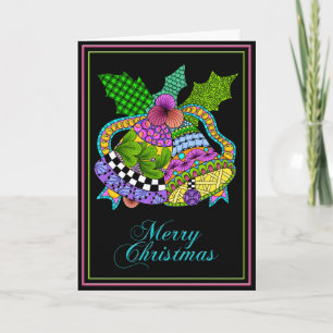 Christmas Bells Twist Black Holiday Card