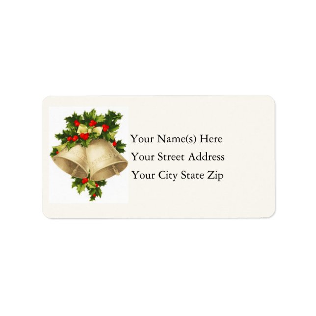 Christmas Bells Vintage Address Label (Front)